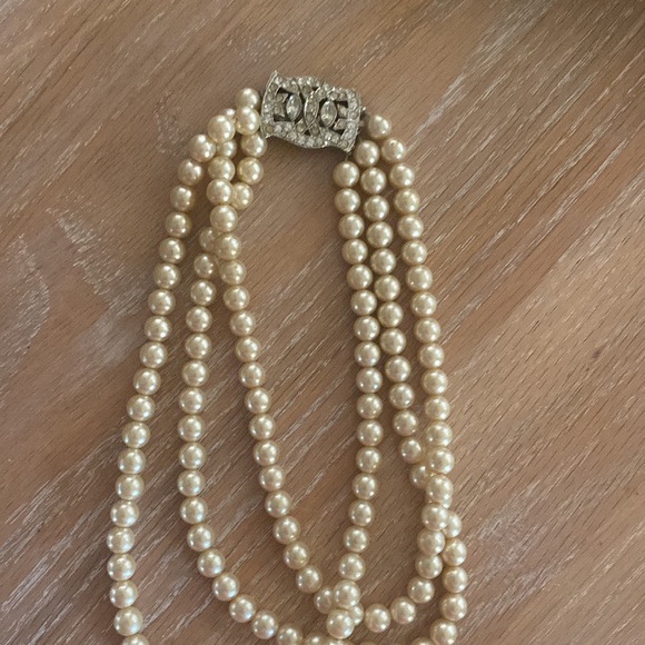 1920 pearl faux 3 strand necklace w original box latausca - Picture 5 of 6